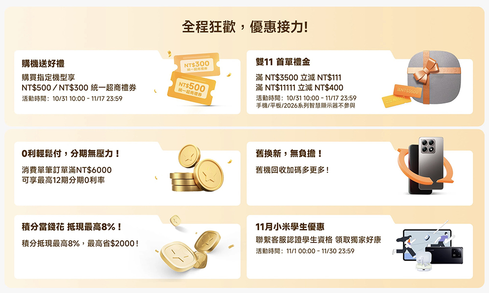 小米雙 11 狂歡購登場！熱銷好物 5 折起，領券折上折！活動懶人包一次看 - 電腦王阿達