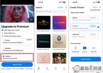 FluxArt AI 圖片生成 App，速度快、多種尺寸選擇