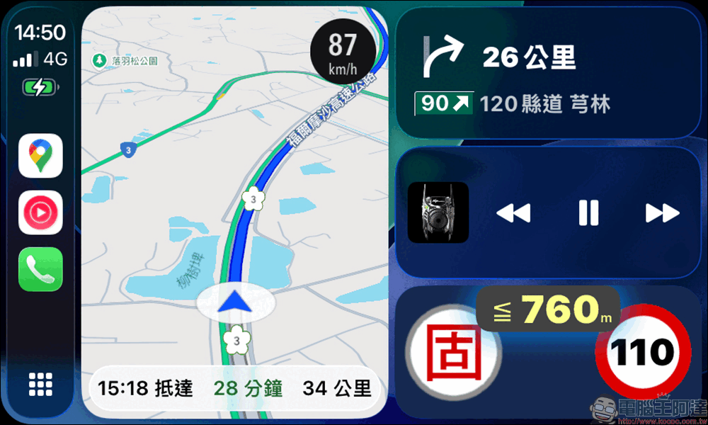 神盾測速照相 App 支援 CarPlay 顯示！終於能在車上直接看測速提醒，不用再低頭滑手機 - 電腦王阿達
