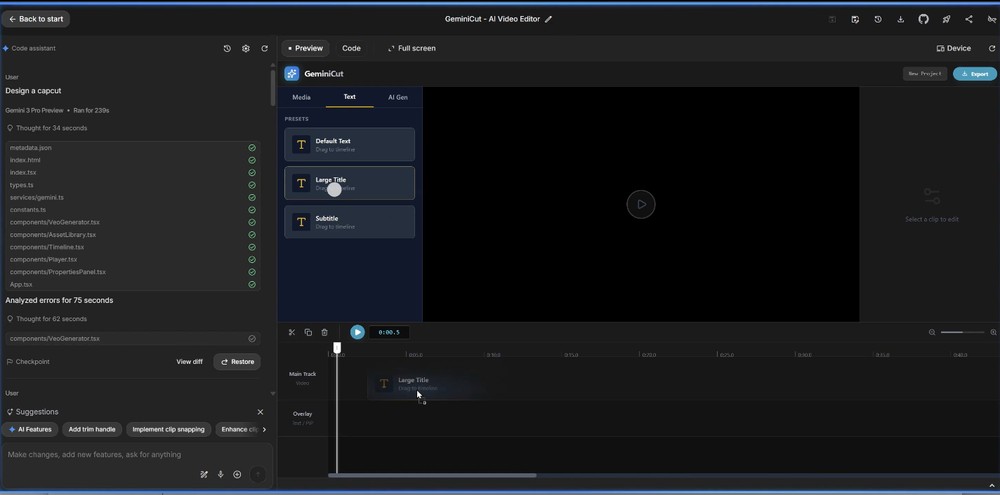 一個指令，就讓 Gemini 3 生成類似 CapCut 的 GeminiCut 影片剪輯工具 - 電腦王阿達