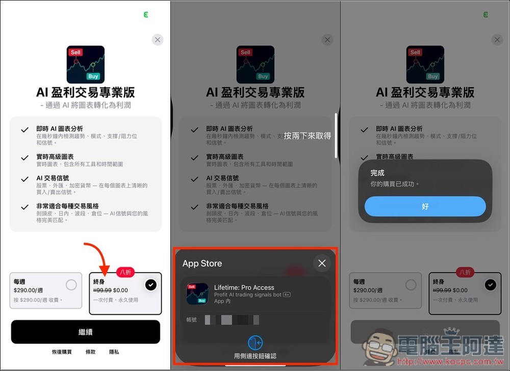 「Profit AI trading」終身版限免！利用 AI 快速分析技術圖表，提供策略執行建議 - 電腦王阿達