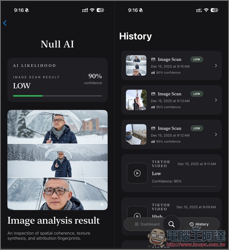 「Null AI:Deepfake AI Detector」終身版限免!AI 影片、AI 圖片真假一鍵快速辨識 - 電腦王阿達 「Null AI:Deepfake AI Detector」終身版限免!AI 影片、AI 圖片真假一鍵快速辨識 - 電腦王阿達
