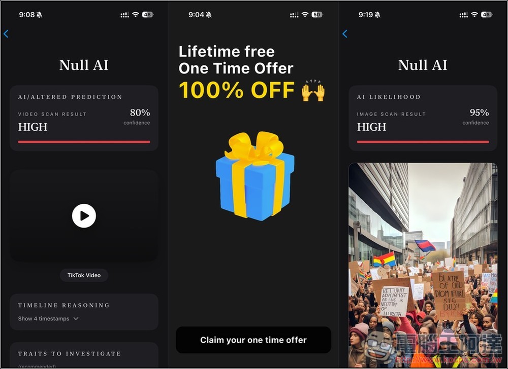 「Null AI:Deepfake AI Detector」終身版限免!AI 影片、AI 圖片真假一鍵快速辨識 - 電腦王阿達 「Null AI:Deepfake AI Detector」終身版限免!AI 影片、AI 圖片真假一鍵快速辨識 - 電腦王阿達