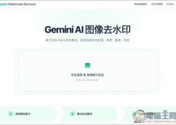 「Gemini AI 圖像去水印」匯入圖片後就自動去除浮水印，無需操作任何功能，完全本地處理