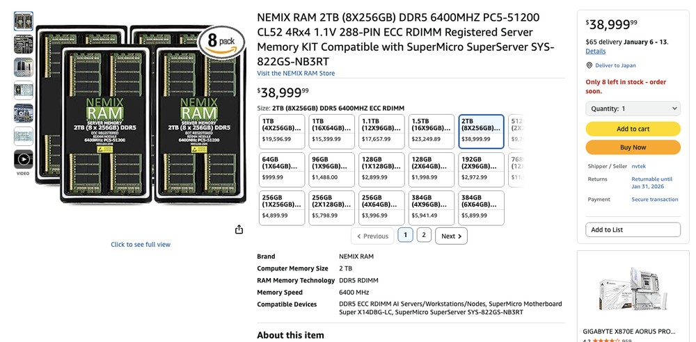 現在 4TB DDR5 RDIMM 記憶體套組的價格,已經比一台雪佛蘭超跑還貴了 - 電腦王阿達 現在 4TB DDR5 RDIMM 記憶體套組的價格,已經比一台雪佛蘭超跑還貴了 - 電腦王阿達