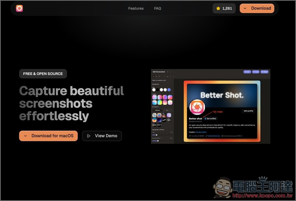 Better Shot 截圖後就會立即合成精美背景、圓角化的免費 Mac 軟體,也內建加箭頭、數字、OCR 等工具 - 電腦王阿達 Better Shot 截圖後就會立即合成精美背景、圓角化的免費 Mac 軟體,也內建加箭頭、數字、OCR 等工具 - 電腦王阿達