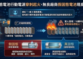 固態電池行動電源穿刺不會起火自燃嗎? 網紅踢爆假固態行動電源真相解析