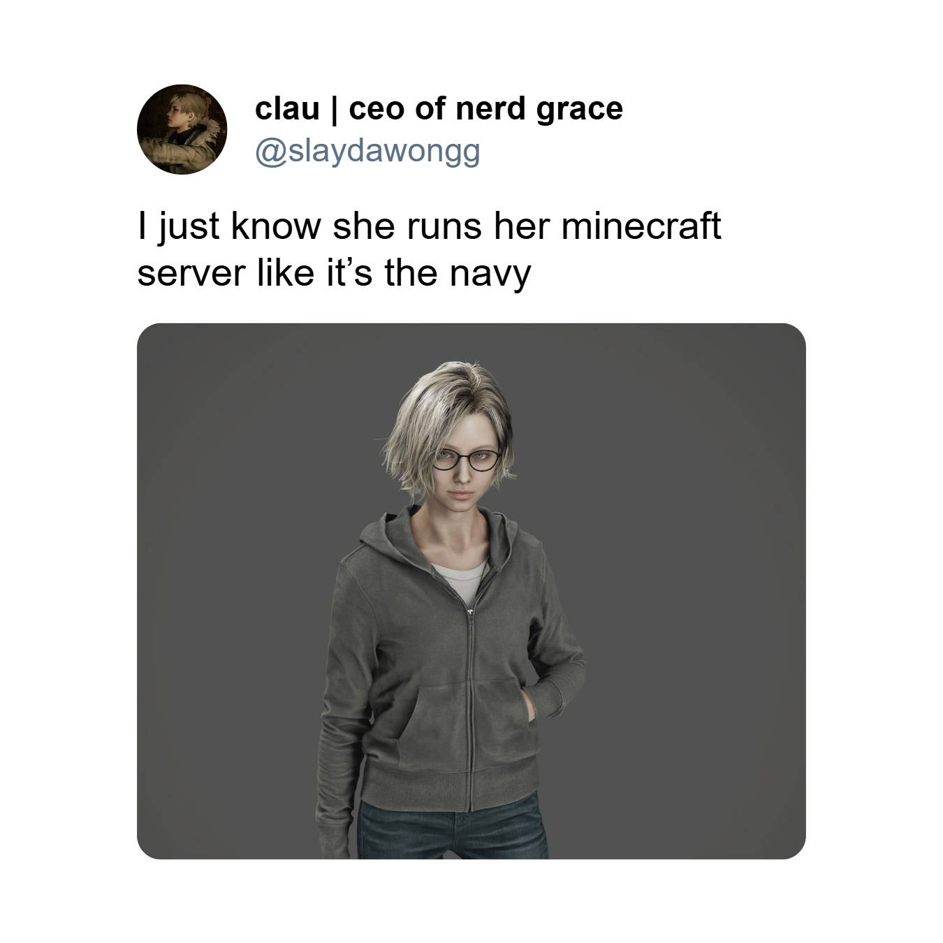 《惡靈古堡9》女主角葛蕾絲年輕時期的「科技宅女」形象引發大量迷因創作 - 電腦王阿達 《惡靈古堡9》女主角葛蕾絲年輕時期的「科技宅女」形象引發大量迷因創作 - 電腦王阿達