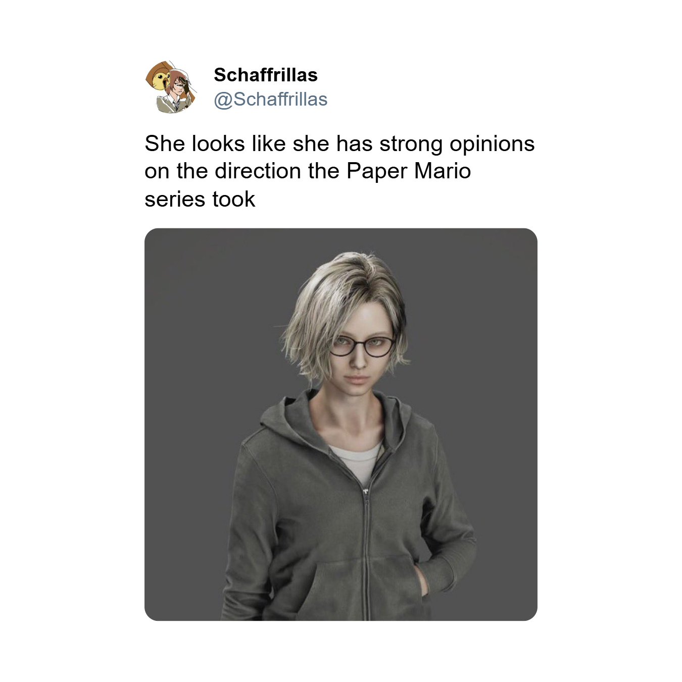 《惡靈古堡9》女主角葛蕾絲年輕時期的「科技宅女」形象引發大量迷因創作 - 電腦王阿達 《惡靈古堡9》女主角葛蕾絲年輕時期的「科技宅女」形象引發大量迷因創作 - 電腦王阿達