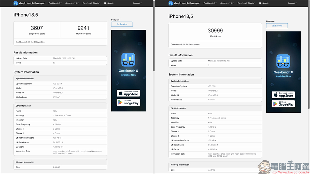 iPhone 17e 跑分曝光!A19 晶片效能接近 iPhone 17,但少了一個關鍵核心 - 電腦王阿達 iPhone 17e 跑分曝光!A19 晶片效能接近 iPhone 17,但少了一個關鍵核心 - 電腦王阿達