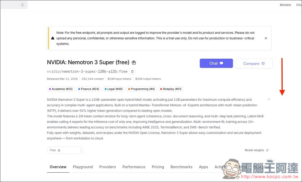 號稱 OpenClaw 部署最佳模型之一的 Nemotron 3 Super 現在可透過 API 免費用!也能直接線上體驗 - 電腦王阿達 號稱 OpenClaw 部署最佳模型之一的 Nemotron 3 Super 現在可透過 API 免費用!也能直接線上體驗 - 電腦王阿達