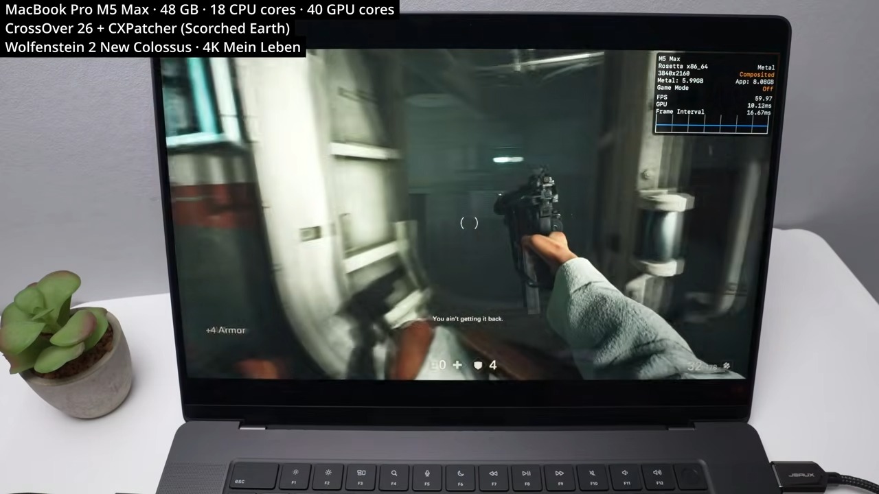 效果驚人!實測蘋果 M5 Max 透過 CrossOver 執行 Windows 3A 遊戲結果曝光 - 電腦王阿達 效果驚人!實測蘋果 M5 Max 透過 CrossOver 執行 Windows 3A 遊戲結果曝光 - 電腦王阿達