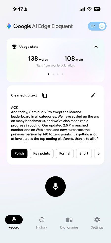 可離線使用 AI 語音辨識應用「Google AI Edge Eloquent」悄悄在 iOS 上推出 - 電腦王阿達 可離線使用 AI 語音辨識應用「Google AI Edge Eloquent」悄悄在 iOS 上推出 - 電腦王阿達