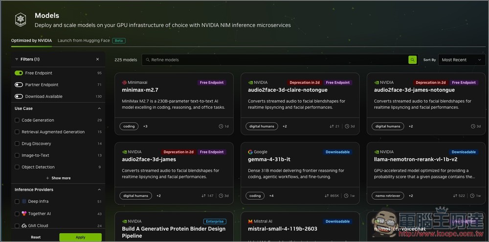 NVIDIA API 讓你完全免費呼叫 Minimax M2.7 模型,也能用在 OpenClaw 龍蝦 - 電腦王阿達 NVIDIA API 讓你完全免費呼叫 Minimax M2.7 模型,也能用在 OpenClaw 龍蝦 - 電腦王阿達