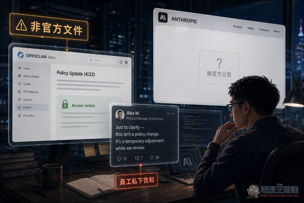 OpenClaw 官方文件顯示 CLI 工具已可再次合法使用 Claude 訂閱 OAuth - 電腦王阿達