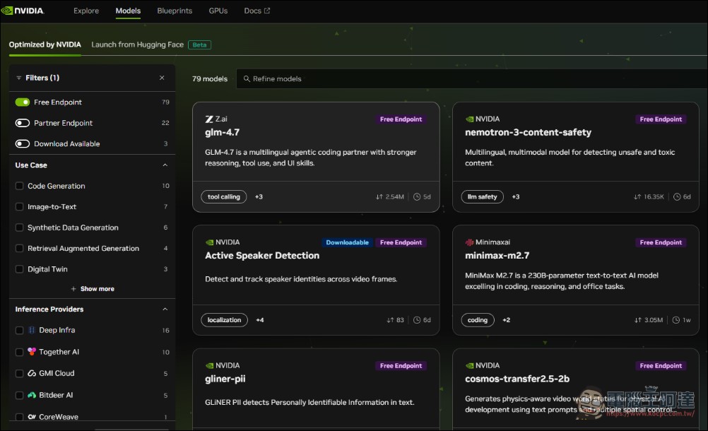 NVIDIA API 讓你完全免費呼叫 Minimax M2.7、DeepSeek V4 模型,也能用在 OpenClaw 與 Hermes - 電腦王阿達 NVIDIA API 讓你完全免費呼叫 Minimax M2.7、DeepSeek V4 模型,也能用在 OpenClaw 與 Hermes - 電腦王阿達