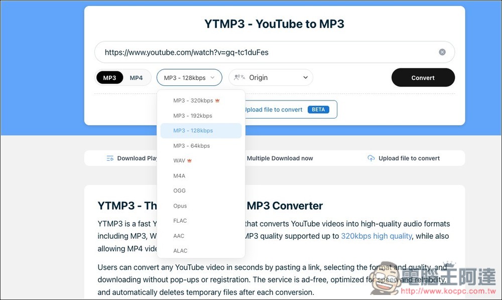 YTMP3.GG 無廣告的 YouTube 影片、MP3 免費下載工具，還支援批次和播放清單 - 電腦王阿達