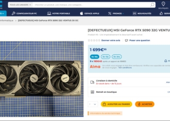 連壞卡都敢賣？法國零售商開賣故障 RTX 5090，半價 5.5 萬元還不退不換