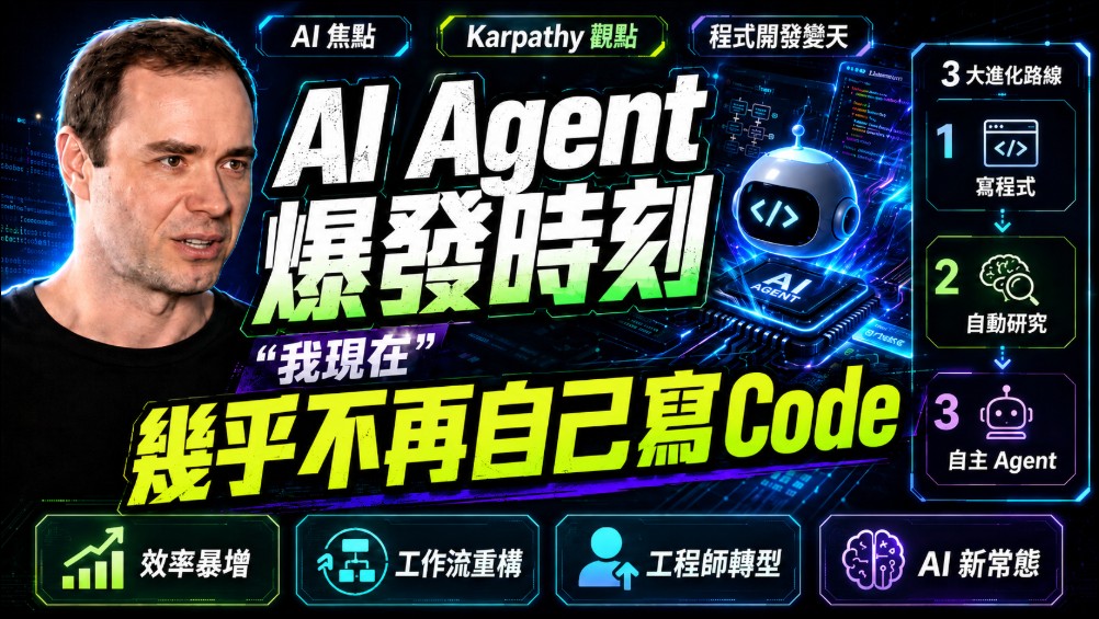 AI Agent 爆發時刻:Andrej Karpathy 說「我現在幾乎不再自己寫 code」 - 電腦王阿達 AI Agent 爆發時刻:Andrej Karpathy 說「我現在幾乎不再自己寫 code」 - 電腦王阿達