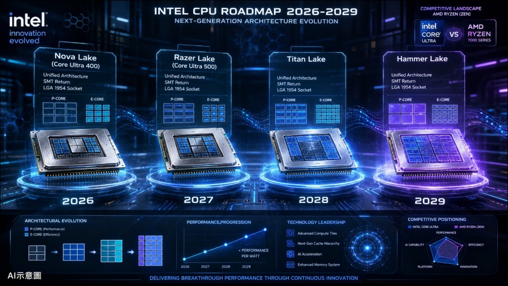 Intel 未來 CPU 路線圖曝光:超執行緒回歸、統一核心架構登場,LGA 1954 將支援三代處理器 - 電腦王阿達 Intel 未來 CPU 路線圖曝光:超執行緒回歸、統一核心架構登場,LGA 1954 將支援三代處理器 - 電腦王阿達