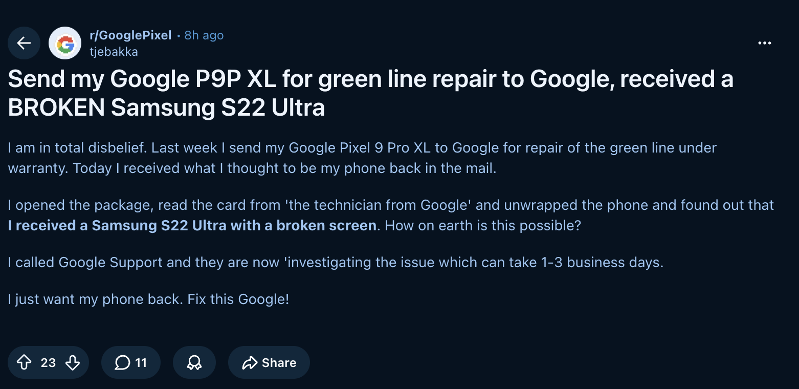Google 出包?Pixel 用戶收到替換機,打開竟是壞掉 Galaxy S22 Ultra - 電腦王阿達 Google 出包?Pixel 用戶收到替換機,打開竟是壞掉 Galaxy S22 Ultra - 電腦王阿達