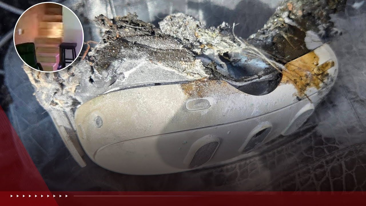 Video shows flaming piece of VR headset that exploded tumble down stairs of Maine home