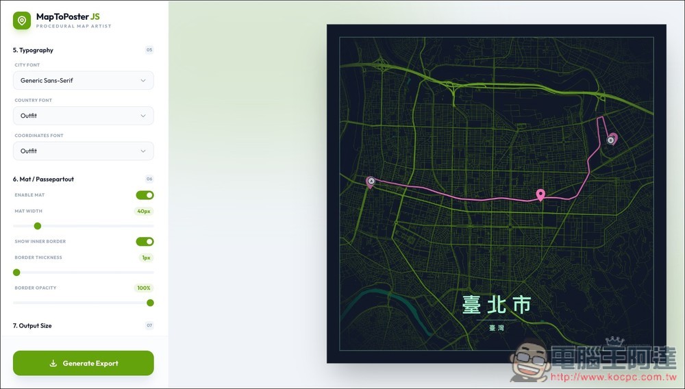 MapToPoster JS 一鍵生成自訂路線的高質感地圖海報,把你的旅行軌跡變成藝術品 - 電腦王阿達 MapToPoster JS 一鍵生成自訂路線的高質感地圖海報,把你的旅行軌跡變成藝術品 - 電腦王阿達